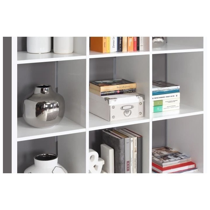 Etagere 9 niches - Décor papier blanc mat - MAURO