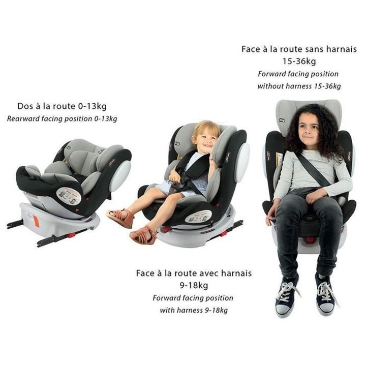 SAFETY BABY - Siege auto isofix Seaty groupe 0/1/2/3 (0-36kg) pivotant