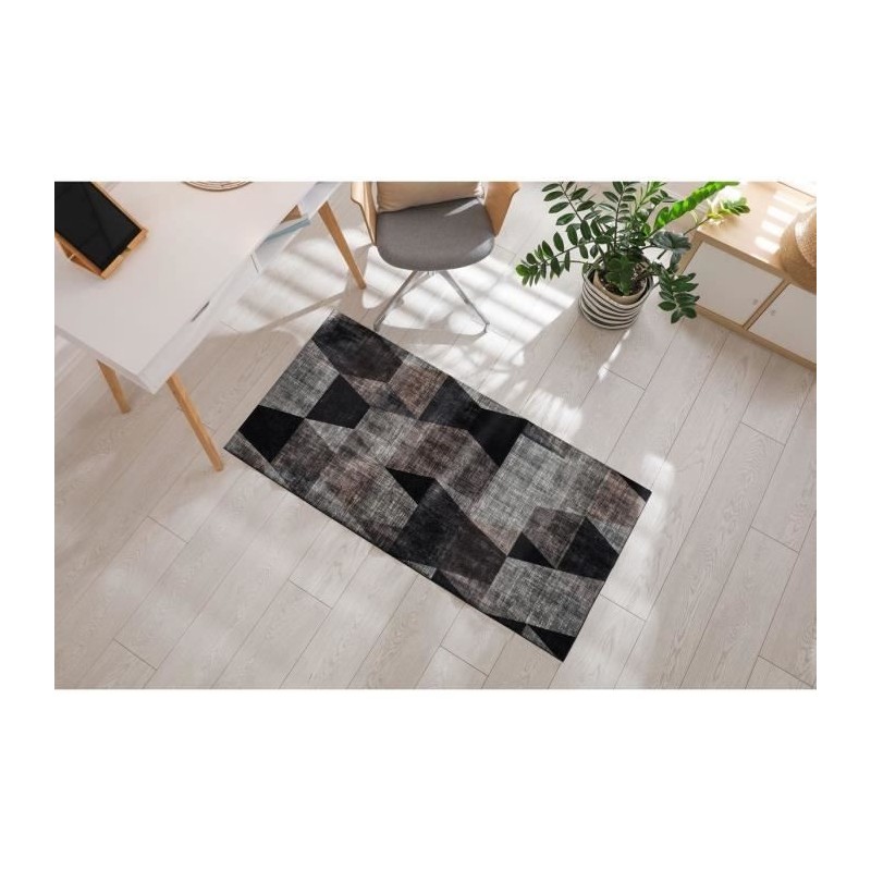 Tapis Petit - Motif géométrique - Gris - 100% polyester - 70 x 180 cm - Intérieur - NAZAR