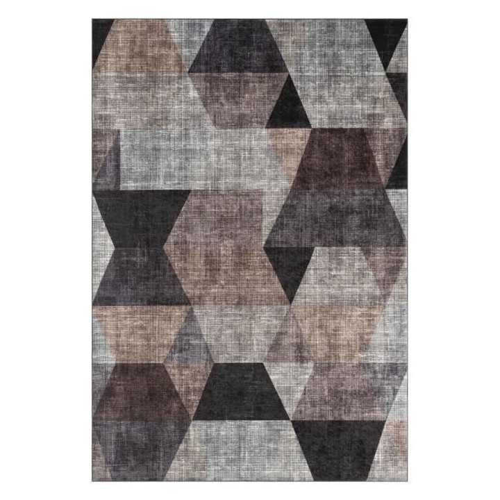 Tapis Petit - Motif géométrique - Gris - 100% polyester - 70 x 180 c