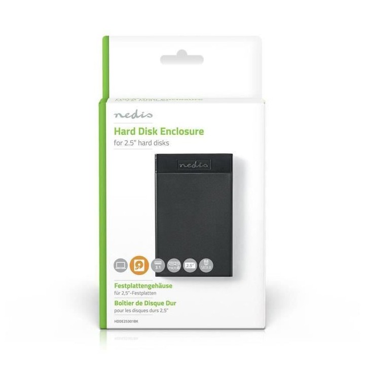 NEDIS Boîtier de Disque dur - 2,5 - Connexion SATA III - USB 3.1 - 6