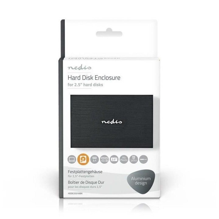 NEDIS Boîtier pour Disque dur - 2,5 - USB 3.1 - 6 Gbit/s - Noir