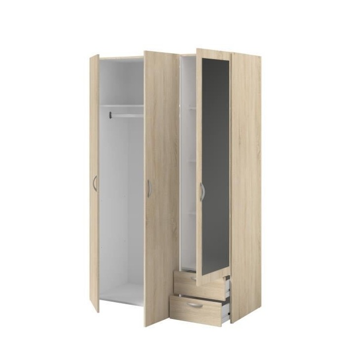 PARISOT Armoire - Décor chene - 3 portes avec miroir - L 120 x P 51 x