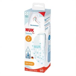 NUK Biberon Serenity+ - Col large - En verre - Contrôle de température - 240 ml - 0-6 mois