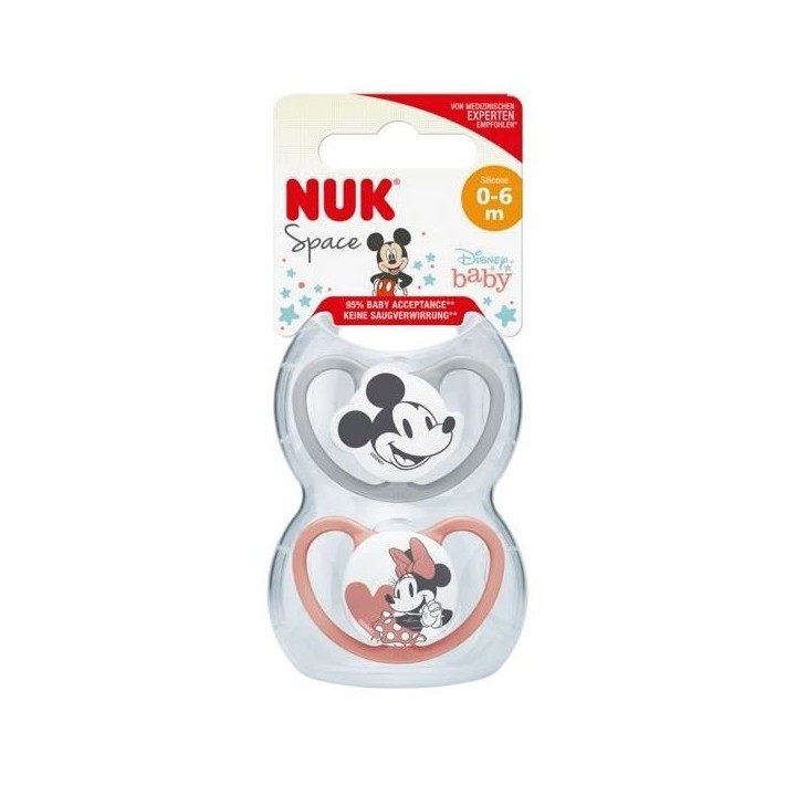NUK Lot 2 sucettes SPACE Minnie - 0-6 mois