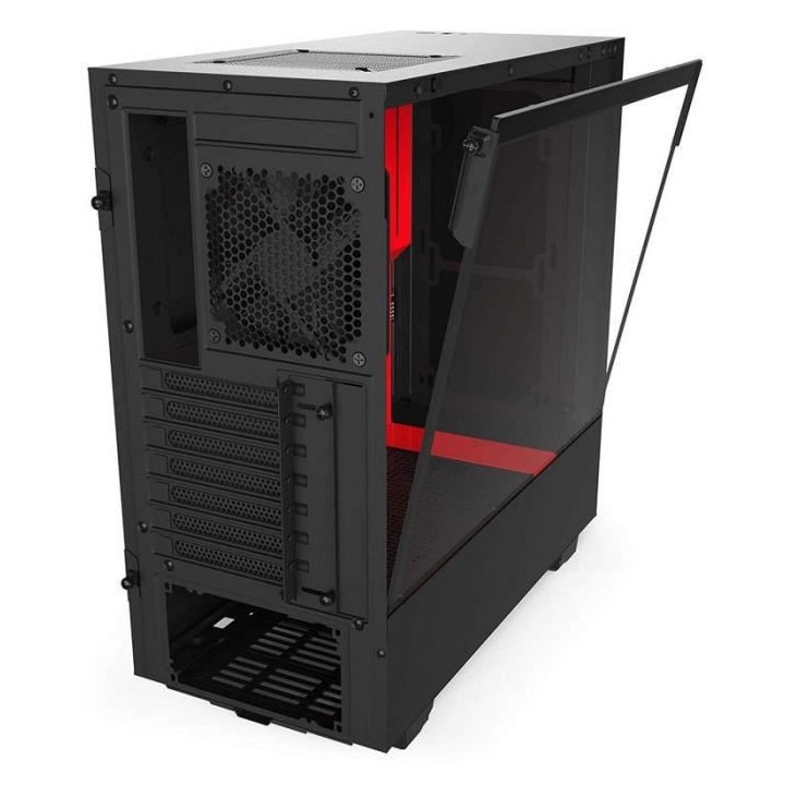 NZXT BOITIER PC H510 - USB 3.1 - Noir / Rouge Mat - Verre trempé - Fo