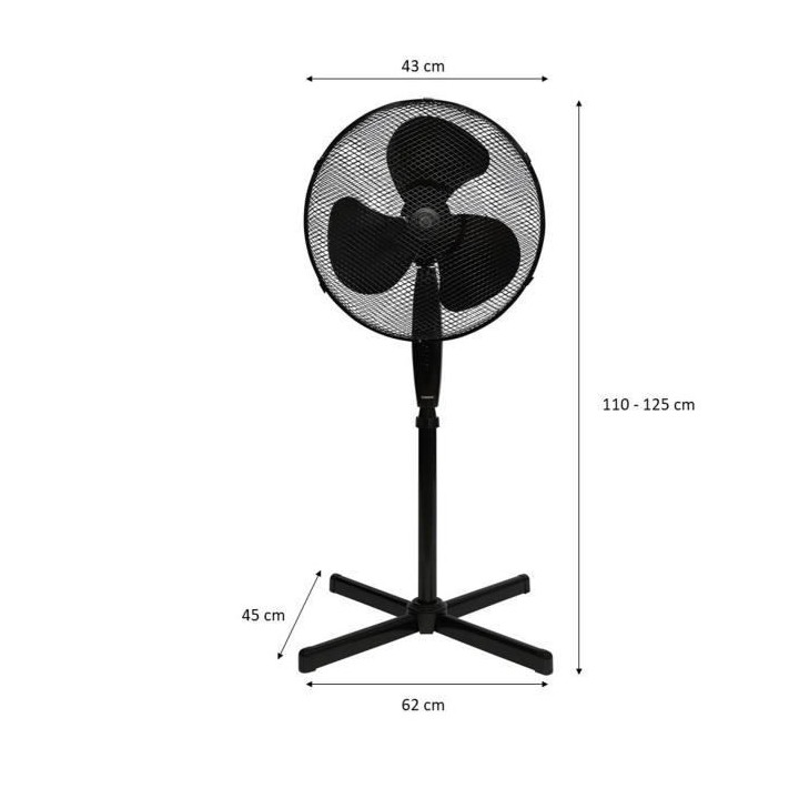 Ventilateur sur pied OCEANIC - 45W - Diametre 40 cm - Hauteur réglabl