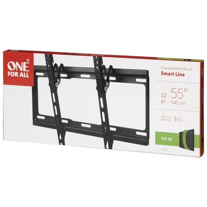 ONE FOR ALL WM2421 - Support mural avec réglage d'inclinaison de 15°