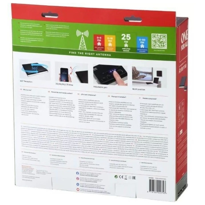 ONE FOR ALL SV9395 - Antenne d'intérieur - Antenne plate - Antenne Am