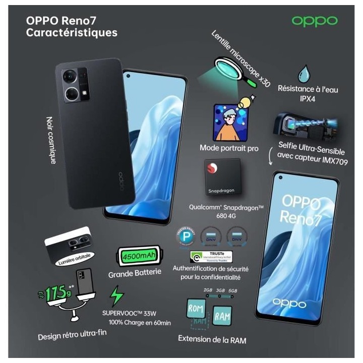 OPPO Reno7 4G 128Go Noir