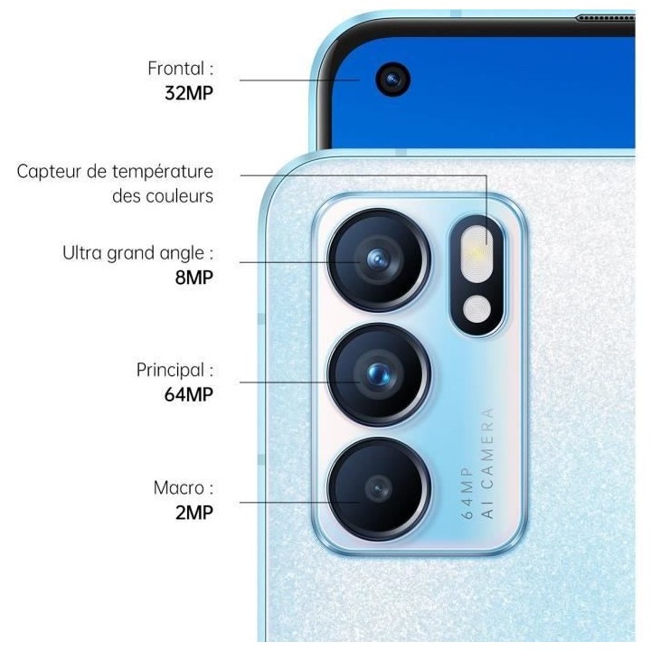 OPPO Reno6 128Go 5G Bleu