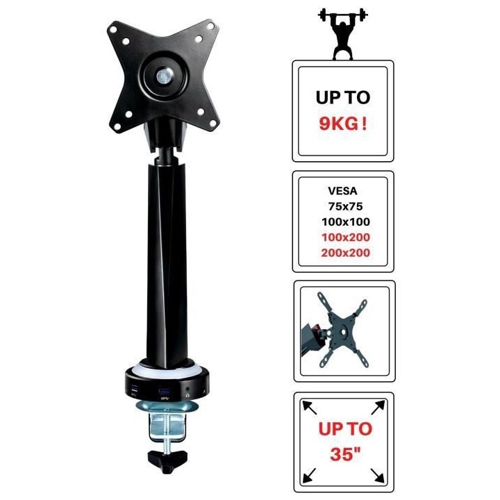 Puissant Bras Articulé pour un écran de 17'' a 35'' équipé de LED