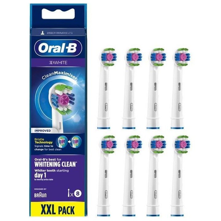 Oral-B 3D White Brossettes de Rechange Clean Maximiser, Brosse a Dents