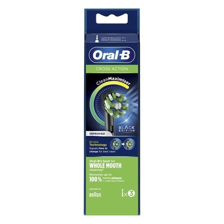 Oral-B Brossette de Rechange Precision Cross Action Clean Max, Noire,