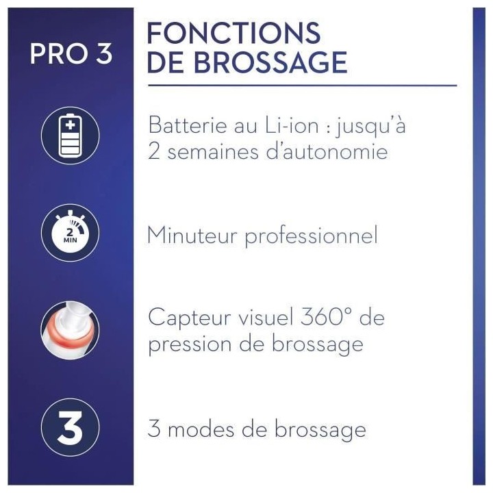 Oral-B Pro 3 - 3000 PureClean - Brosse a Dents Électrique