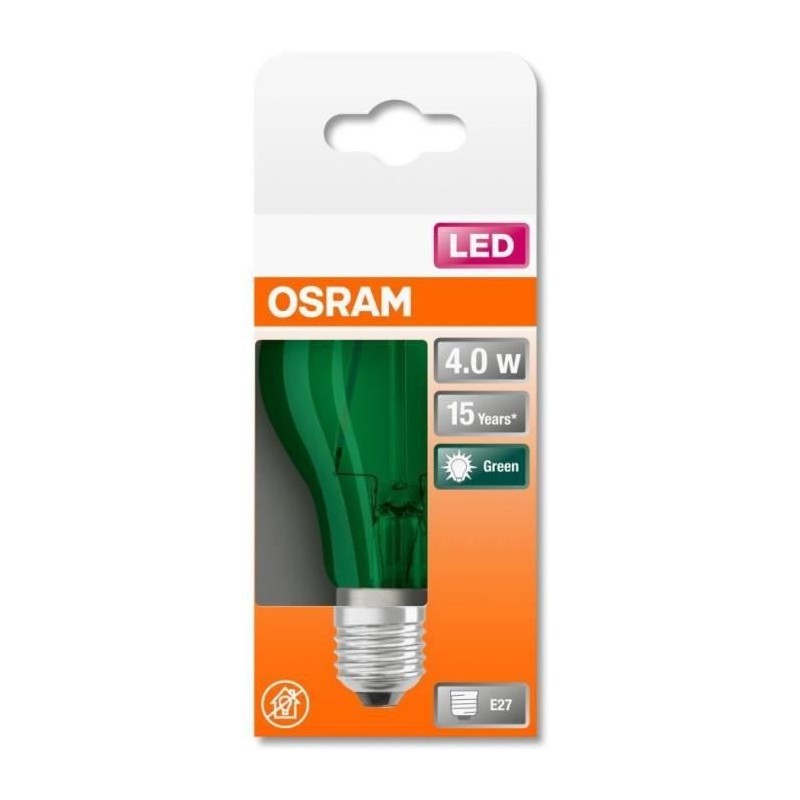 OSRAM Ampoule LED Standard verre vert déco 4W 15 E27 chaud