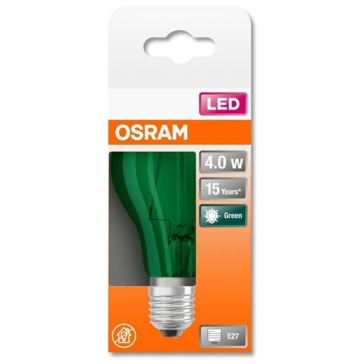 OSRAM Ampoule LED Standard verre vert déco 4W 15 E27 chaud