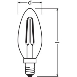 OSRAM Ampoule LED Flamme clair filament 2,5W 25 E14 chaud