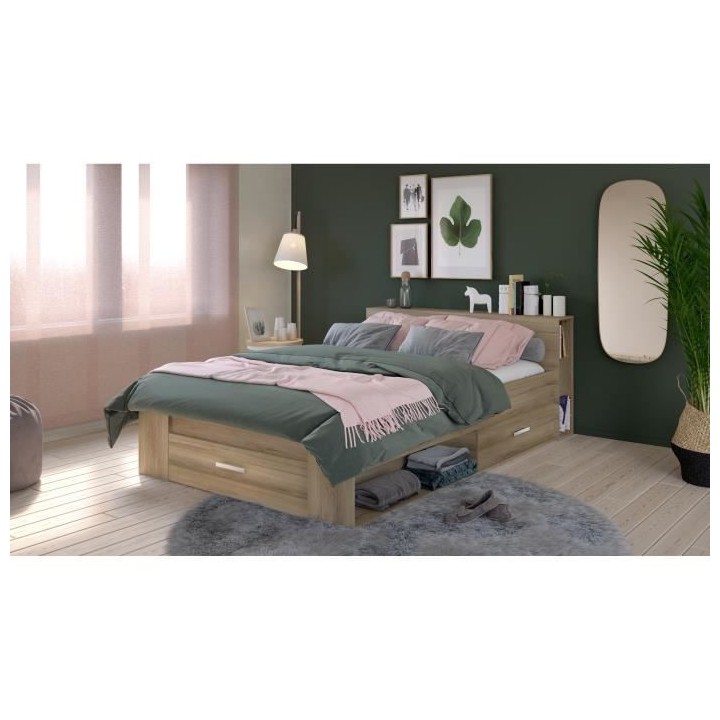 DEMEYERE Lit adulte 140 x 190 cm - Chene Kronberg - Oxygene