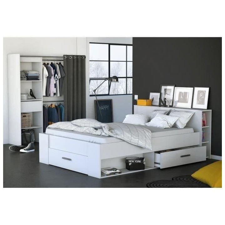 DEMEYERE Oxygene Lit adulte contemporain blanc mat - l 140 x L 190 cm