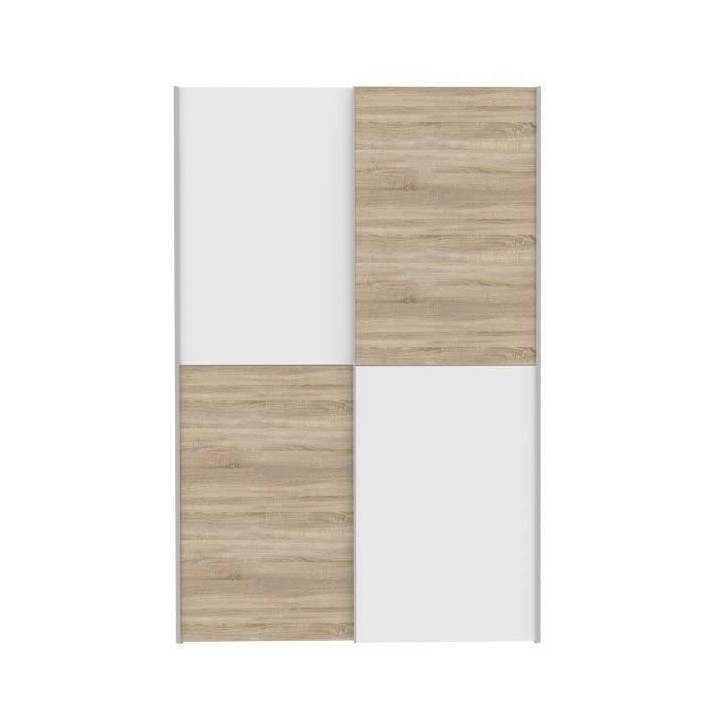 Armoire 2 portes coulissantes - Panneaux de particules - Blanc mat et