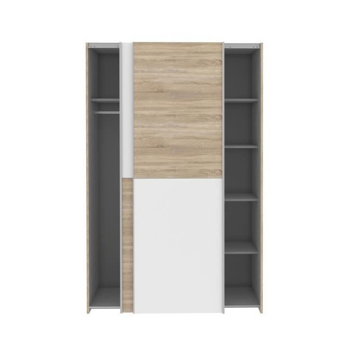 Armoire 2 portes coulissantes - Panneaux de particules - Blanc mat et