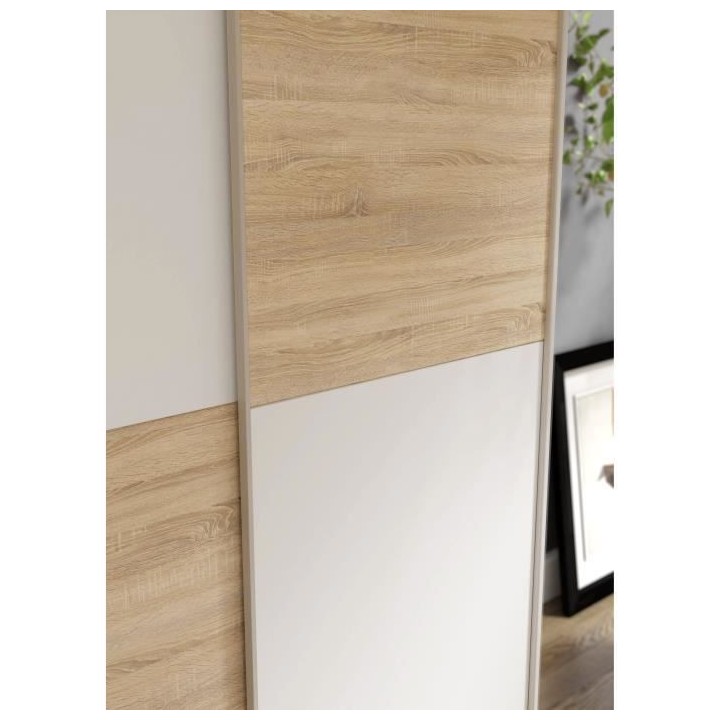 Armoire 2 portes coulissantes - Panneaux de particules - Blanc mat et