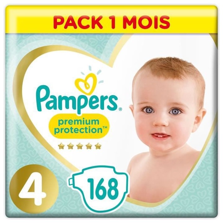 PAMPERS Premium Protection Taille 4 8-16 kg - 168 Couches - Pack 1 Moi