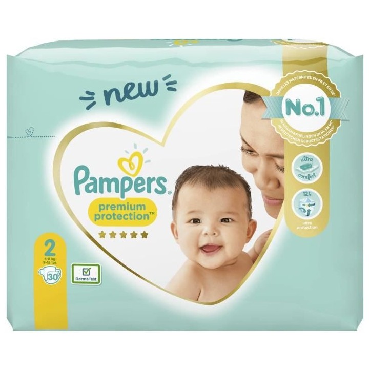 Pampers Premium T2 4-8kg 30 couches