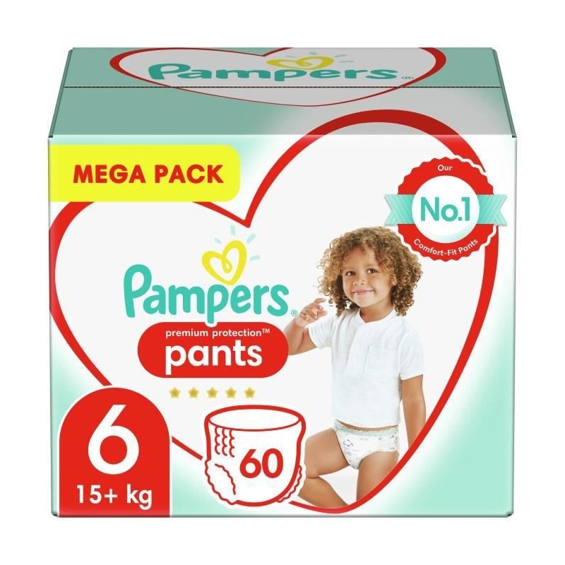 Pampers Premium Protection Pants Couches-culottes 6, 60 Culottes, 15kg+