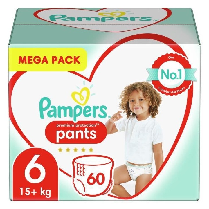 Pampers Premium Protection Pants Couches-culottes 6, 60 Culottes, 15kg