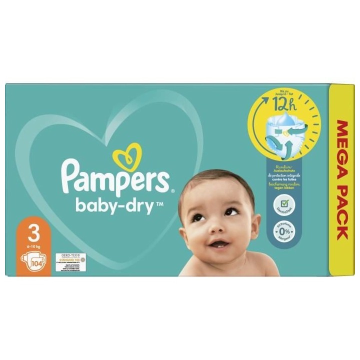 PAMPERS Baby-Dry Taille 3 - 104 Couches