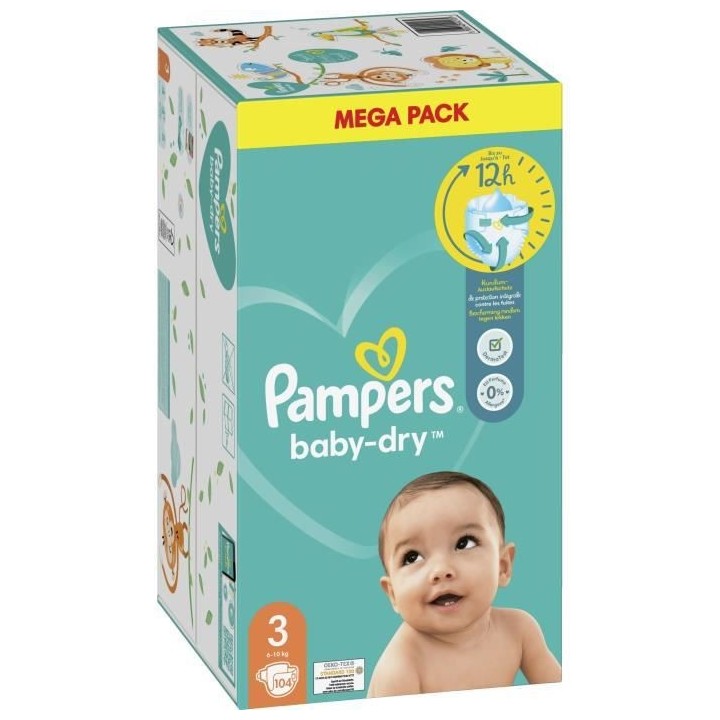 PAMPERS Baby-Dry Taille 3 - 104 Couches
