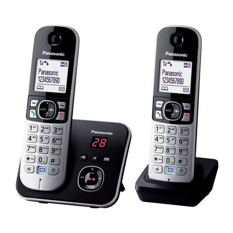 Panasonic KX-TG6822 Duo Téléphones Sans fil Répondeur Noir Gris