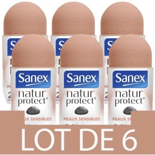 [Lot de 6] SANEX Déodorants Natur Protect peaux sensibles Pierre d'al