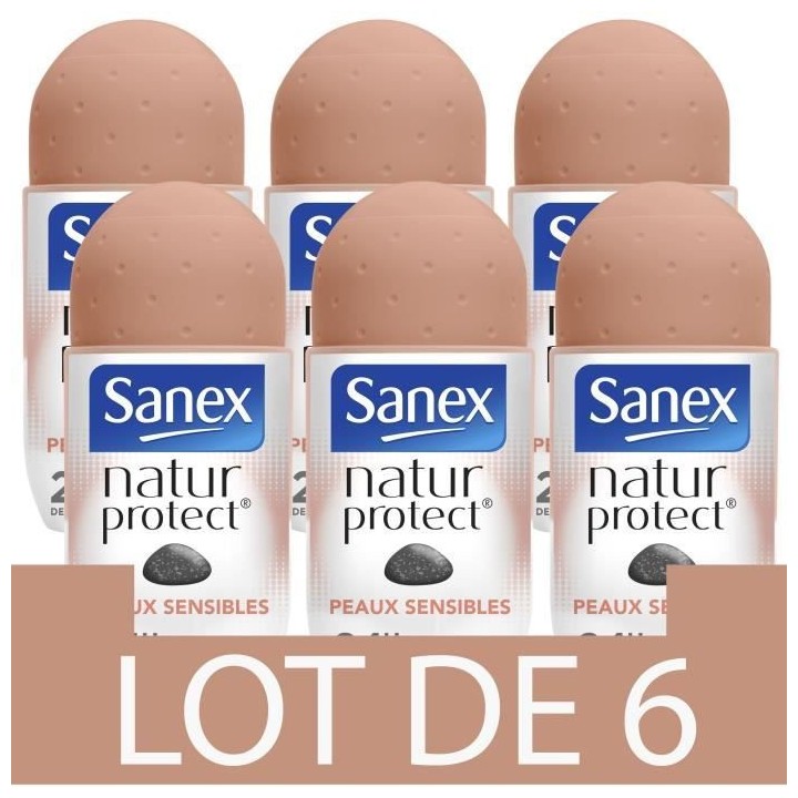[Lot de 6] SANEX Déodorants Natur Protect peaux sensibles Pierre d'al