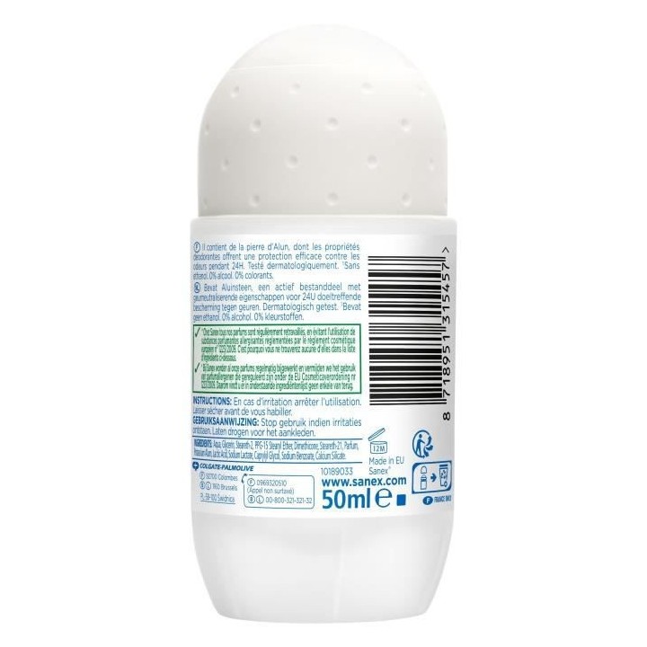 [Lot de 6] SANEX Déodorants Natur Protect peaux sensibles Pierre d'al