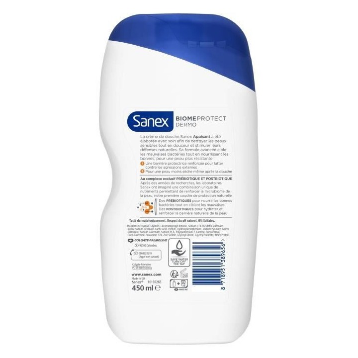 [Lot de 6] SANEX Gels douches Apaisant - 450 ml