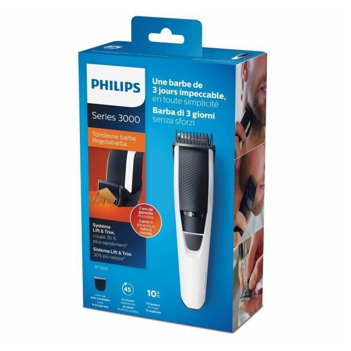 PHILIPS BT3206/14 - Tondeuse Barbe Series 3000 - Guide de coupe dynami