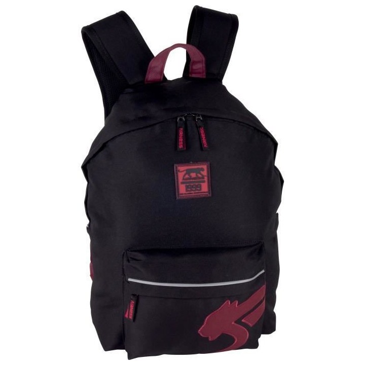 AIRNESS Sac a Dos Borne Souple Noir/Rouge Bordeaux Enfant