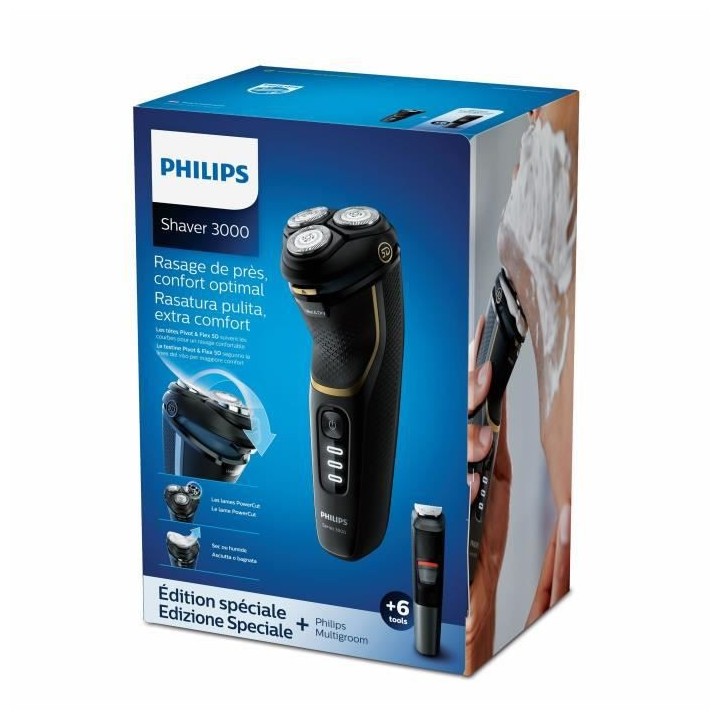 PHILIPS S3333/58 Rasoir électrique 100% étanche Series 3000 + Tondeu