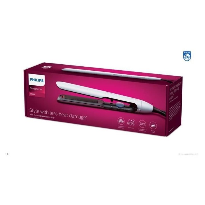 Lisseur PHILIPS Series 5000 BHS520/00, 12 réglages, 2x plus d'ions, b