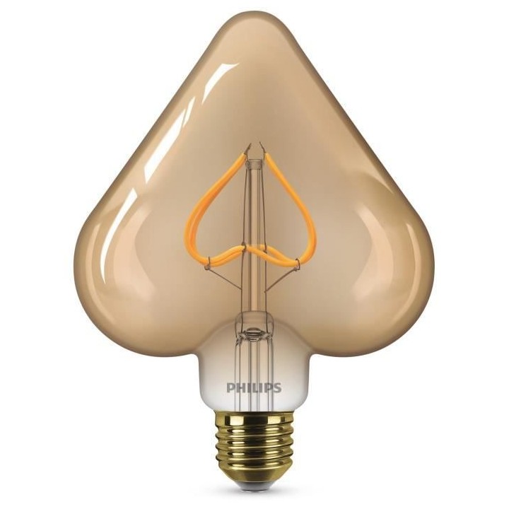 Ampoule LED coeur PHILIPS 2000k - Non dimmuable - E27 - 12W - Gold