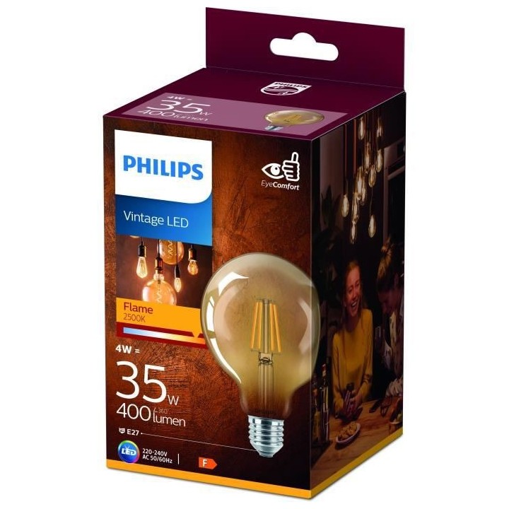 PHILIPS LED Globe Mini Vintage Filament 35W E27 Claire Ambrée Blanc C