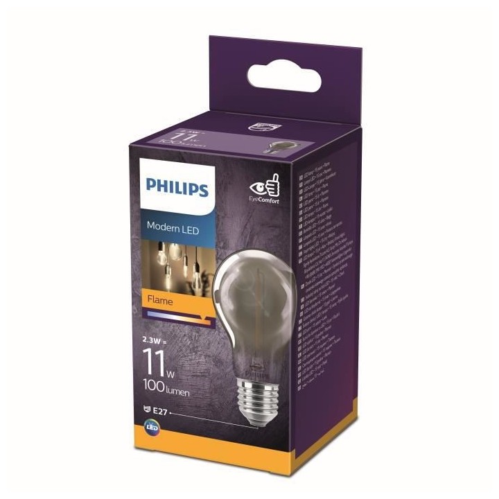 PHILIPS LED Classic 11W Standard Modern Filament Mini Smoky E27 Blanc
