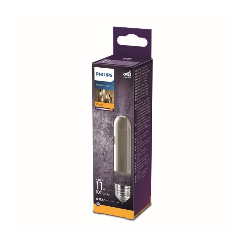 Philips ampoule LED Equivalent 11W E27 smoky Blanc chaud non dimmable, Verre