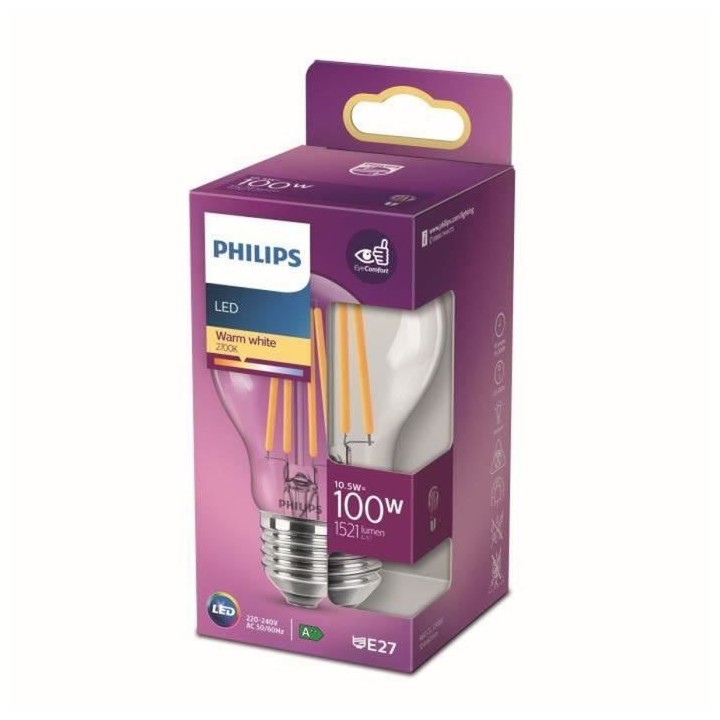 Ampoule LED PHILIPS Non dimmable - E27 - 100W - Blanc Chaud