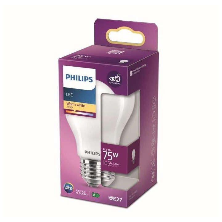 Philips Ampoule LED Equivalent 75W E27 Blanc chaud Non Dimmable