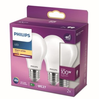 Philips ampoule LED Equivalent100W E27 Blanc chaud non dimmable, verre