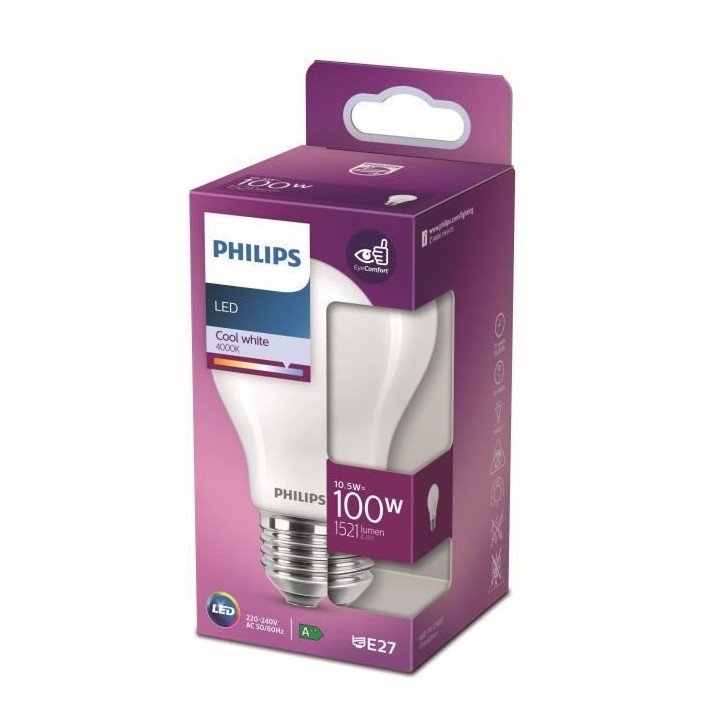 PHILIPS LED Classic 100W Standard E27 Blanc Froid Dépolie Non Dimmabl